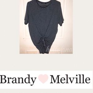 Brandy Melville Blue Striped Knot Top